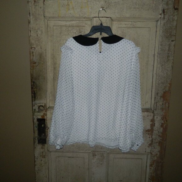 CeCe Swiss Dot Peter Pan Tie Blouse Sz 3X (VV-16) - Picture 4 of 5